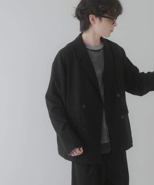 SENSE OF PLACE by URBAN RESEARCH（センスオブプレイスバイアーバンリサーチ）の「『イージーケア/速乾』リネンライクダブルテーラードジャケット（テーラードジャケット・メンズ・ブラック/チャコールグレー/ライトベージュ・MEDIUM/LARGE）」の8枚目の写真