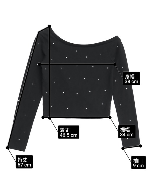 ANAP(アナップ)の「ラインストーン ワンショル トップス ロングTシャツ(Tシャツ/カットソー・レディース・ブラック/ホワイト/ピンク・F)」の8枚目の写真