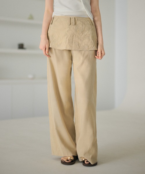 LAULEN(ローレン)の「embroidery wrap detail trousers(その他パンツ・レディース・グレー/ブラック/ベージュ・S/M)」の3枚目の写真
