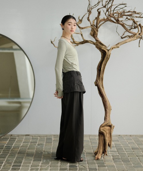 LAULEN(ローレン)の「embroidery wrap detail trousers(その他パンツ・レディース・グレー/ブラック/ベージュ・S/M)」の15枚目の写真