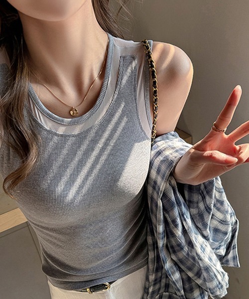 ONEP STAR(ワンピスター)の「ノースリーブリブタンクトップ(タンクトップ・レディース・グレー/ブラック/ホワイト・MEDIUM/LARGE/X-LARGE)」の8枚目の写真