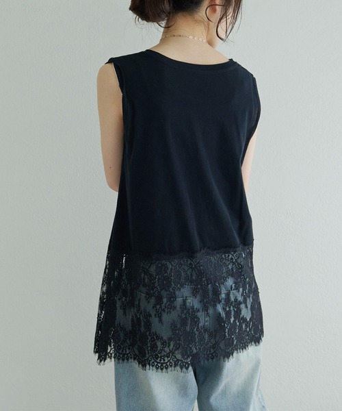 レースヘムノースリーブカットソー（Tシャツ/カットソー）｜PUAL CE