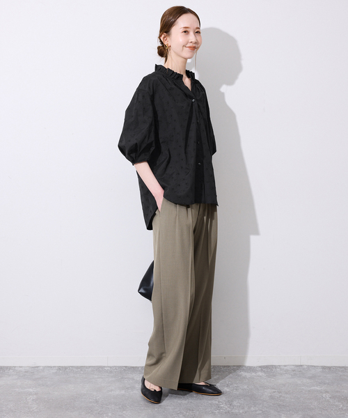 SLOBE IENA(スローブイエナ)の「《WEB・一部店舗限定》フラワー刺繍5分袖ブラウス(シャツ/ブラウス・レディース・スカイブルー/ブラック/ピンク・FREE)」の6枚目の写真