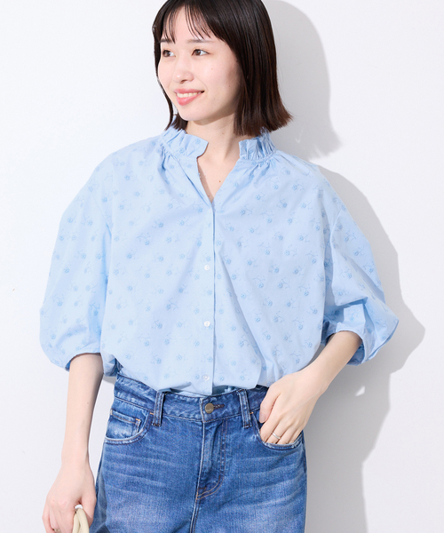 SLOBE IENA(スローブイエナ)の「《WEB・一部店舗限定》フラワー刺繍5分袖ブラウス(シャツ/ブラウス・レディース・スカイブルー/ブラック/ピンク・FREE)」の17枚目の写真