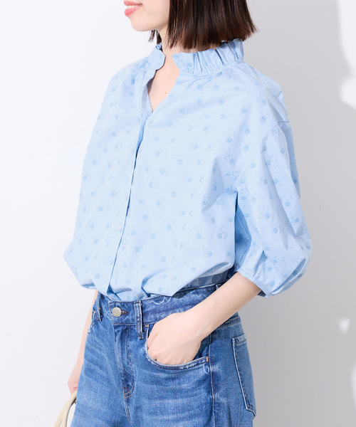 SLOBE IENA(スローブイエナ)の「《WEB・一部店舗限定》フラワー刺繍5分袖ブラウス(シャツ/ブラウス・レディース・スカイブルー/ブラック/ピンク・FREE)」の20枚目の写真