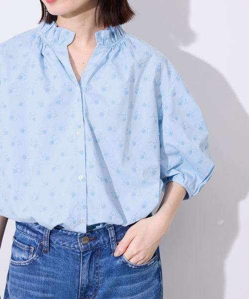 SLOBE IENA(スローブイエナ)の「《WEB・一部店舗限定》フラワー刺繍5分袖ブラウス(シャツ/ブラウス・レディース・スカイブルー/ブラック/ピンク・FREE)」の21枚目の写真