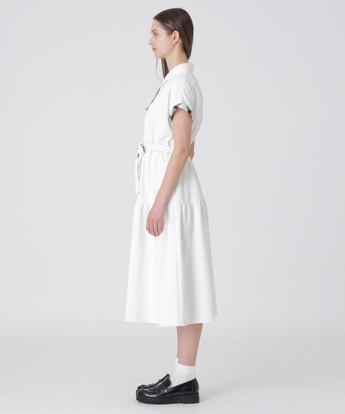 BLUE LABEL CRESTBRIDGE(ブルーレーベルクレストブリッジ)の「【防透け】【UVカット】【遮熱】【接触冷感】ドライツイルシャツカラードレス(ワンピース・レディース・オフホワイト・38/36)」の2枚目の写真