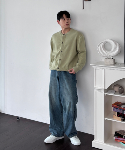 MINDBRIDGE（マインドブリッジ）の「[COUTURE]ラウンドセミオーバーフィットカーディガン - 3カラー（カーディガン/ボレロ・メンズ・キャメル/ライトカーキ・95/100/105/110）」の3枚目の写真
