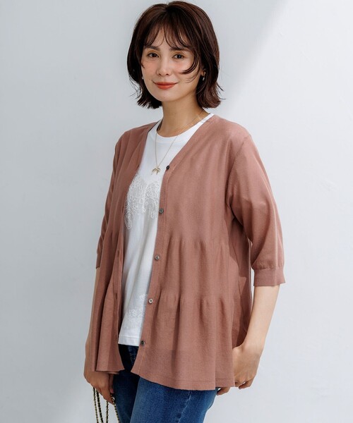 組曲 S(クミキョク チイサイサイズ)の「シアーニット ティアードカーディガン(ニット/セーター・レディース・ホワイト系/ブラック系/ブラウン系・S2)」の3枚目の写真