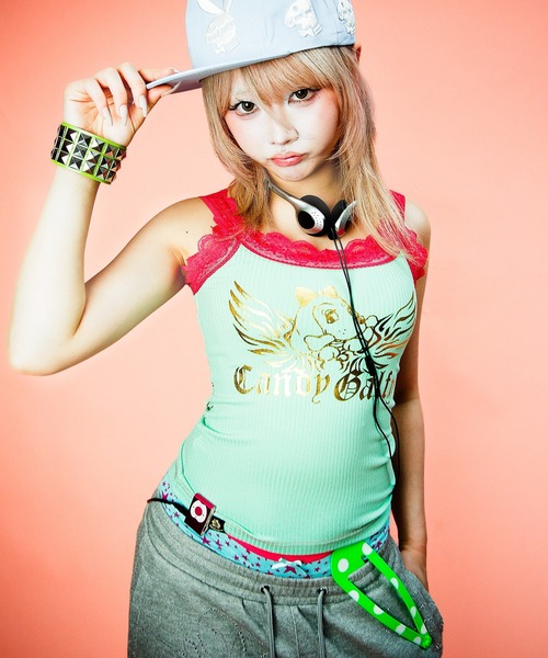 GALFY（ガルフィー）の「【GALFY/ガルフィー】小悪魔♪レースタンク（タンクトップ・レディース・ライトグリーン/ブラック/ピンク・FREE）」の13枚目の写真