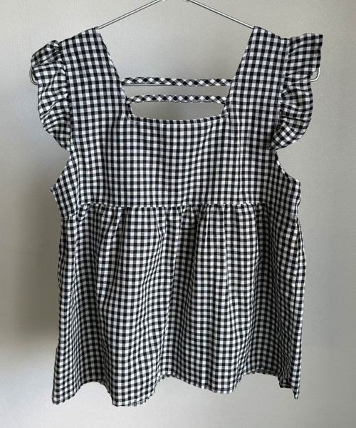 mielu(ミエル)の「《大人フェミニン/デート服にもおすすめ♪》ギンガム切替フリルスリーブトップス(シャツ/ブラウス・レディース・レッド/ブラック・MEDIUM/LARGE)」の16枚目の写真
