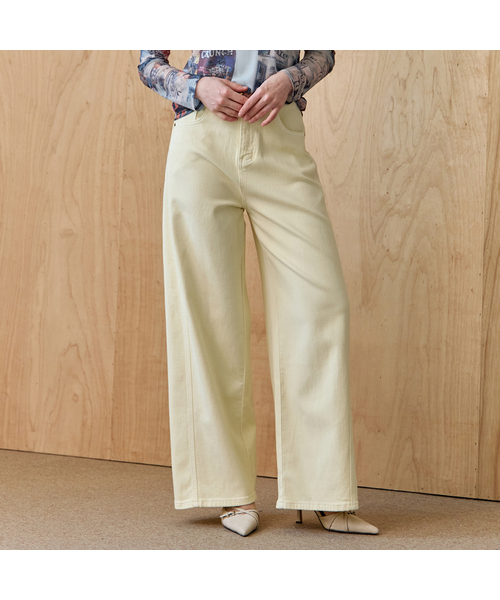 MAXZA（マージャコレクション）の「立体切り替えワイドコットンパンツ（その他パンツ・レディース・イエロー/アイボリー・55/66/77）」の2枚目の写真