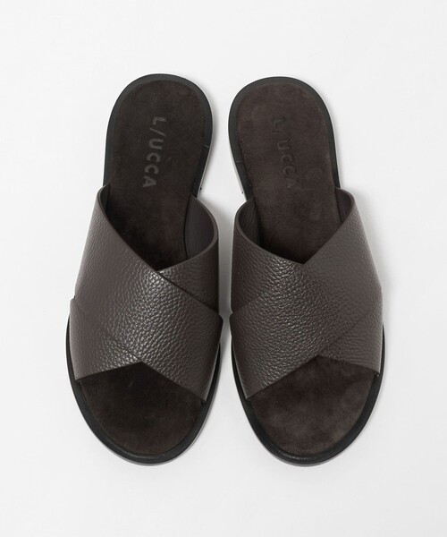 UNITED ARROWS別注 L/UCCA サンダル 別注】＜L/UCCA＞ GRAIN LEATHER CROSS SANDAL/グレインレザー クロス