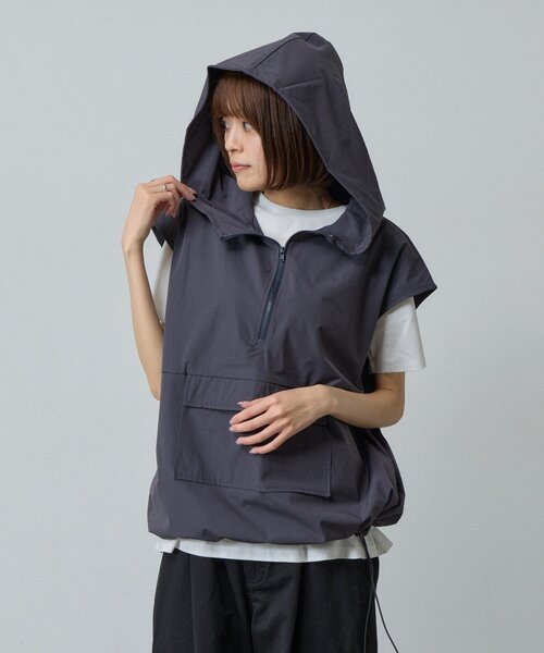 goocy(グーシー)の「【ラッシュガード】フード付きビッグポケット(Tシャツ/カットソー・レディース・ブラック/チャコールグレー・FREE)」の2枚目の写真