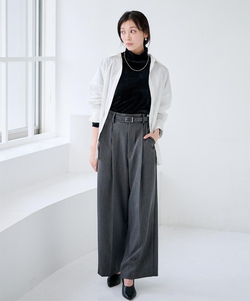 UR'S(ユアーズ)の「シアーベロアタートルネックプルオーバー(Tシャツ/カットソー・レディース・チャコール/ブラック/ブラウン/アイボリー・S/M/L)」の16枚目の写真