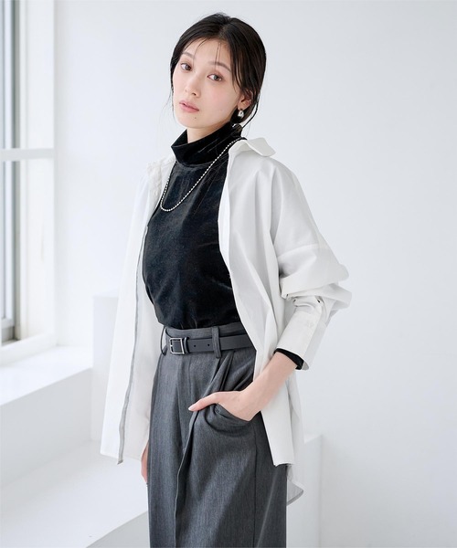 UR'S(ユアーズ)の「シアーベロアタートルネックプルオーバー(Tシャツ/カットソー・レディース・チャコール/ブラック/ブラウン/アイボリー・S/M/L)」の17枚目の写真