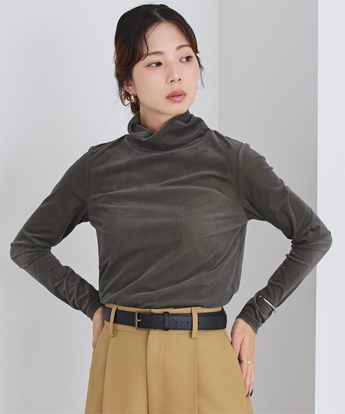 UR'S(ユアーズ)の「シアーベロアタートルネックプルオーバー(Tシャツ/カットソー・レディース・チャコール/ブラック/ブラウン/アイボリー・S/M/L)」の21枚目の写真