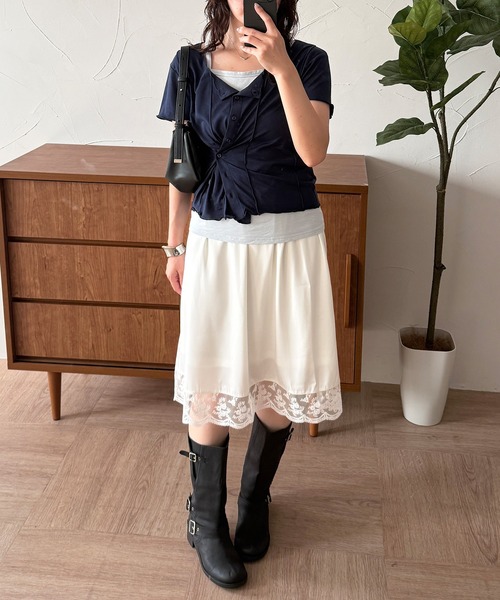 MUHET(ミュエータ)の「outseam side button cardigan / サイドボタンカーディガン(カーディガン/ボレロ・レディース・オートミール/ピンク/ネイビー・FREE)」の18枚目の写真