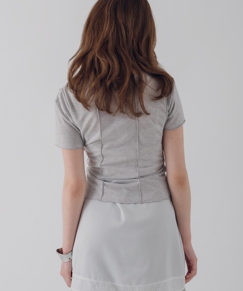 MUHET(ミュエータ)の「outseam side button cardigan / サイドボタンカーディガン(カーディガン/ボレロ・レディース・オートミール/ピンク/ネイビー・FREE)」の4枚目の写真