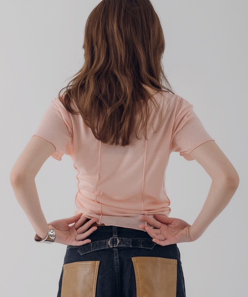 MUHET(ミュエータ)の「outseam side button cardigan / サイドボタンカーディガン(カーディガン/ボレロ・レディース・オートミール/ピンク/ネイビー・FREE)」の12枚目の写真