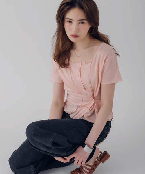 MUHET(ミュエータ)の「outseam side button cardigan / サイドボタンカーディガン(カーディガン/ボレロ・レディース・オートミール/ピンク/ネイビー・FREE)」の13枚目の写真