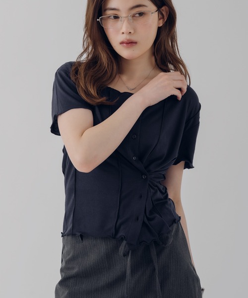 MUHET(ミュエータ)の「outseam side button cardigan / サイドボタンカーディガン(カーディガン/ボレロ・レディース・オートミール/ピンク/ネイビー・FREE)」の20枚目の写真