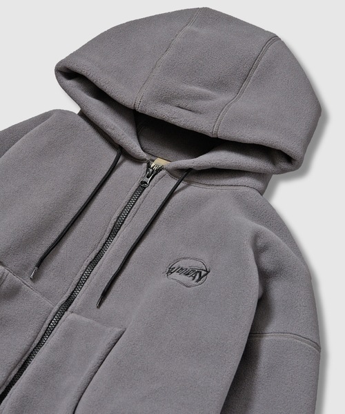 HOLIDAY(ホリデイ)の「CLASSIC FLEECE ZIP-UP HOODIE クラシックフリースジップアップフーディー(パーカー・レディース・グレー/ブラック・ONE SIZE)」の4枚目の写真
