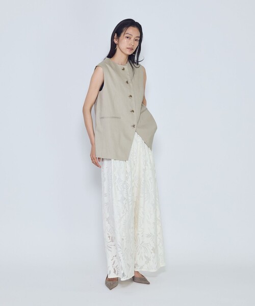 1er Arrondissement(プルミエアロンディスモン)の「リネンペーパーヤーンへリンボンジレ(ベスト・レディース・ブラック系その他3/モカ・38/36)」の5枚目の写真