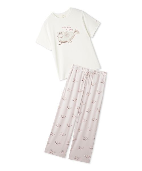 新品　ジェラートピケ　gelato pique　ルームウェア　上下　ストライプ ストライプシャツ（ルームウェア/パジャマ）｜gelato pique