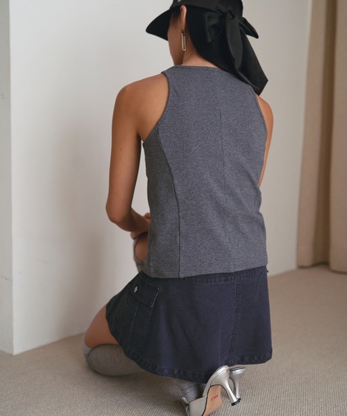 SOEMIN(ソミン)の「Cargo skirt and shorts/ラップスカートショートパンツセット(カーゴパンツ・レディース・ネイビー/ベージュ・FREE)」の17枚目の写真