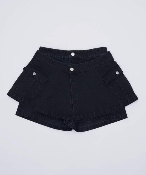 SOEMIN(ソミン)の「Cargo skirt and shorts/ラップスカートショートパンツセット(カーゴパンツ・レディース・ネイビー/ベージュ・FREE)」の19枚目の写真