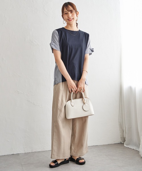 ikka（イッカ）の「【接触冷感】異素材切り替えプルオーバー（Tシャツ/カットソー・レディース・ブラウン系その他/グリーン/ネイビー/オフホワイト・L/M/S）」の21枚目の写真