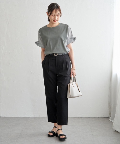 ikka（イッカ）の「【接触冷感】異素材切り替えプルオーバー（Tシャツ/カットソー・レディース・ブラウン系その他/グリーン/ネイビー/オフホワイト・L/M/S）」の19枚目の写真