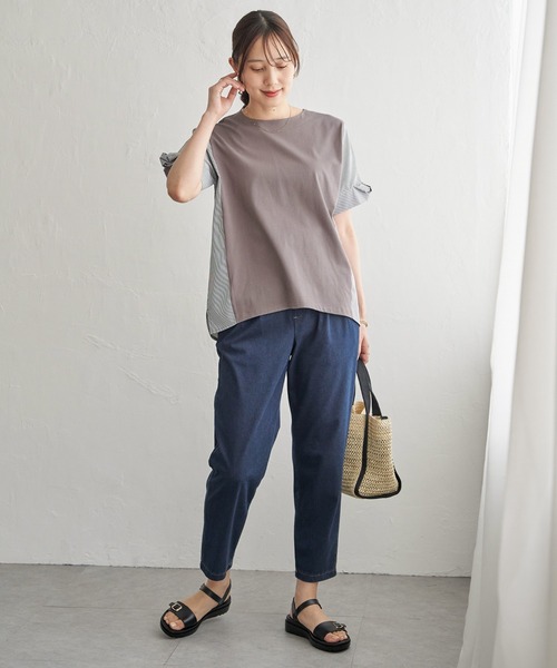 ikka（イッカ）の「【接触冷感】異素材切り替えプルオーバー（Tシャツ/カットソー・レディース・ブラウン系その他/グリーン/ネイビー/オフホワイト・L/M/S）」の15枚目の写真