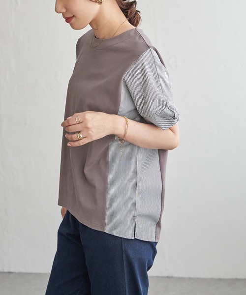 ikka（イッカ）の「【接触冷感】異素材切り替えプルオーバー（Tシャツ/カットソー・レディース・ブラウン系その他/グリーン/ネイビー/オフホワイト・L/M/S）」の13枚目の写真