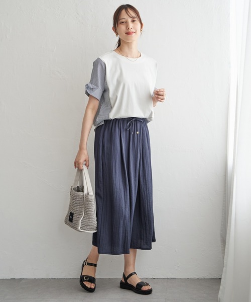 ikka（イッカ）の「【接触冷感】異素材切り替えプルオーバー（Tシャツ/カットソー・レディース・ブラウン系その他/グリーン/ネイビー/オフホワイト・L/M/S）」の11枚目の写真