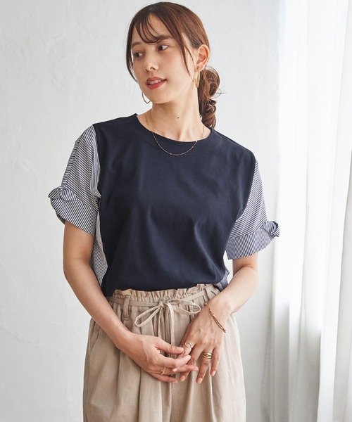 ikka（イッカ）の「【接触冷感】異素材切り替えプルオーバー（Tシャツ/カットソー・レディース・ブラウン系その他/グリーン/ネイビー/オフホワイト・L/M/S）」の22枚目の写真