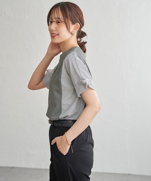ikka（イッカ）の「【接触冷感】異素材切り替えプルオーバー（Tシャツ/カットソー・レディース・ブラウン系その他/グリーン/ネイビー/オフホワイト・L/M/S）」の17枚目の写真