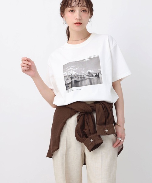 NOAHL(ノアル)の「【NOAHL】接触冷感プリントTシャツ(Tシャツ/カットソー・レディース・ベージュ系/ホワイト系1/ブラック系/ホワイト系/ベージュ系1・L/M)」の1枚目の写真