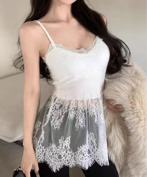 MAISON DE THERESE(メゾン ド テレーズ)の「カップ付きレースヘムキャミソール(キャミソール・レディース・White/Black/Beige・FREE)」の13枚目の写真