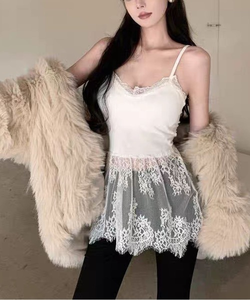 MAISON DE THERESE(メゾン ド テレーズ)の「カップ付きレースヘムキャミソール(キャミソール・レディース・White/Black/Beige・FREE)」の14枚目の写真