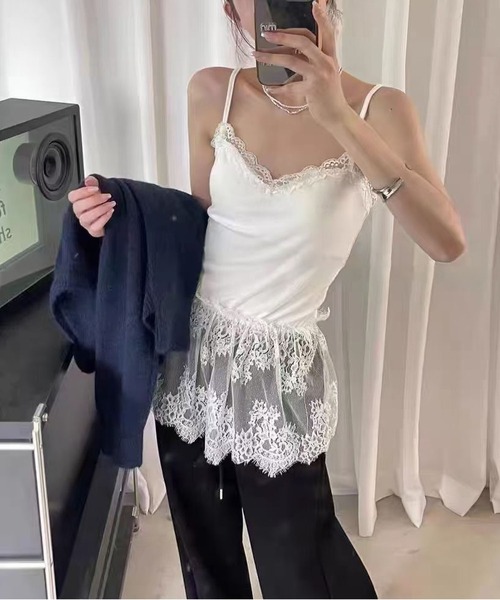 MAISON DE THERESE(メゾン ド テレーズ)の「カップ付きレースヘムキャミソール(キャミソール・レディース・White/Black/Beige・FREE)」の18枚目の写真