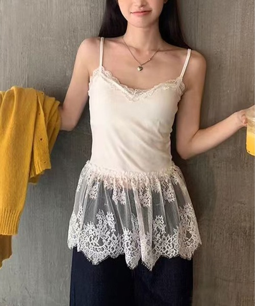MAISON DE THERESE(メゾン ド テレーズ)の「カップ付きレースヘムキャミソール(キャミソール・レディース・White/Black/Beige・FREE)」の16枚目の写真