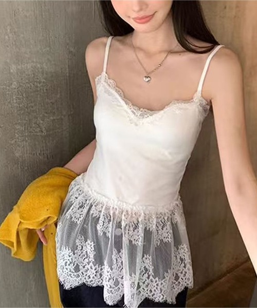MAISON DE THERESE(メゾン ド テレーズ)の「カップ付きレースヘムキャミソール(キャミソール・レディース・White/Black/Beige・FREE)」の17枚目の写真