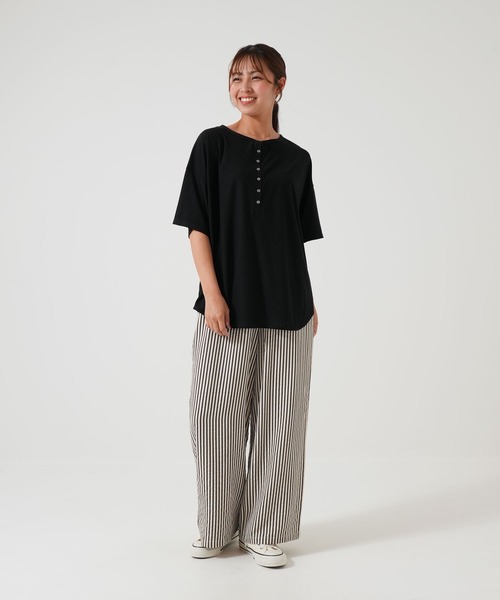 HEART MARKET(ハートマーケット)の「ヘンリーヘムテールチュニック(Tシャツ/カットソー・レディース・ナチュラル/ピンク/ブラック/ブルー/チャコール/ライトパープル・FREE)」の11枚目の写真