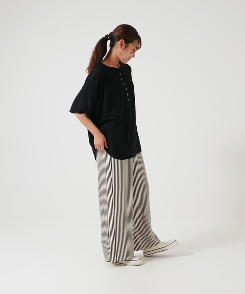 HEART MARKET(ハートマーケット)の「ヘンリーヘムテールチュニック(Tシャツ/カットソー・レディース・ナチュラル/ピンク/ブラック/ブルー/チャコール/ライトパープル・FREE)」の12枚目の写真