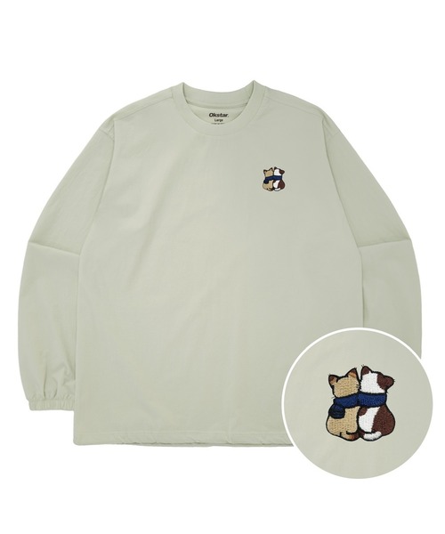OKSTAR(オクスター)の「キャットフレンズ刺繍ウーブンスウェット(スウェット・レディース・ブルー/ベージュ/ブラック・2XL/LARGE/MEDIUM/X-LARGE)」の2枚目の写真