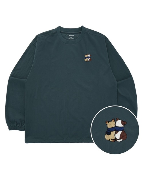 OKSTAR(オクスター)の「キャットフレンズ刺繍ウーブンスウェット(スウェット・レディース・ブルー/ベージュ/ブラック・2XL/LARGE/MEDIUM/X-LARGE)」の3枚目の写真
