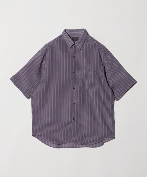 green label relaxing（グリーンレーベルリラクシング）の「フィブリル ストライプ ジャストルーズ 半袖 シャツ（シャツ/ブラウス・メンズ・パープル/ダークグリーン/ロイヤルブルー・M/L/XL/S）」の4枚目の写真