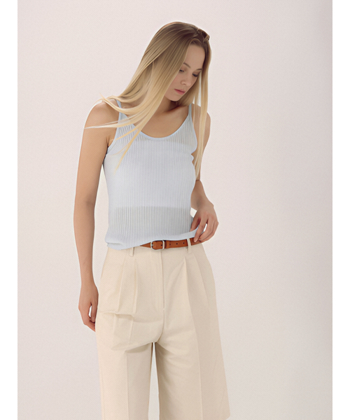 ACUD(アクド)の「Linen Rib Sleeveless Knit _MT.Blue(Tシャツ/カットソー・レディース・ライトブルー・FREE)」の1枚目の写真